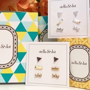 Stella & Dot Aurora Geometric Stud Pack in Gold
